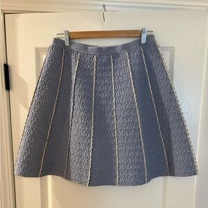 Sandro Dusty Blue A-Line Skirt with Cream Piping size 3
